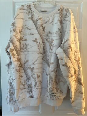 Comfrt Cream Crewneck Sweater with Brown Tree Print